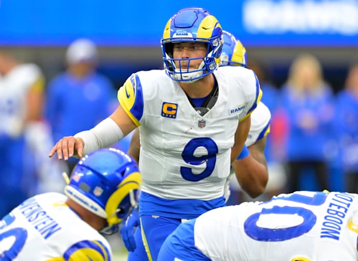 Matthew Stafford and the Los Angeles Rams will wear their white jerseys in Week 8 against the Dallas Cowboys. 